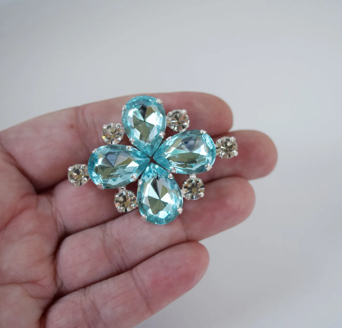 Aquamarine Teardrop Brooch