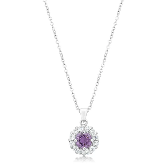 Belle Amethyst Round Halo Pendant | 3.2ct