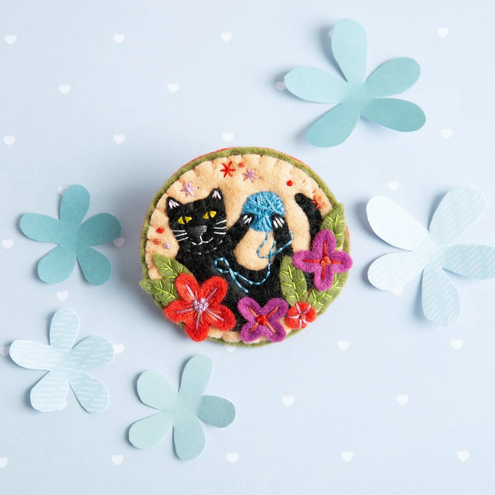 Black Cat Felt Craft Brooch Kit