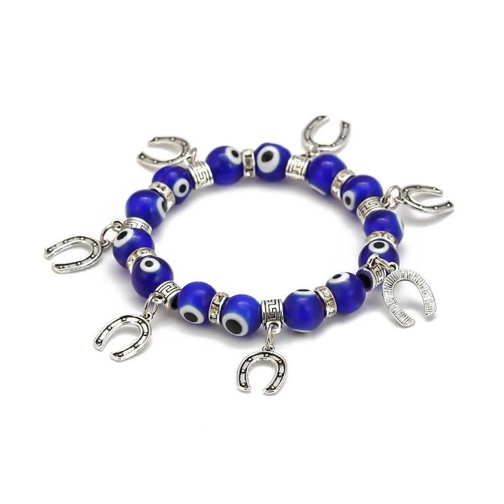 Blue Crystal Beaded Elastic Bracelet Jewelry