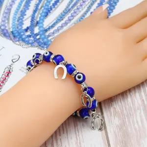 Blue Crystal Beaded Elastic Bracelet Jewelry