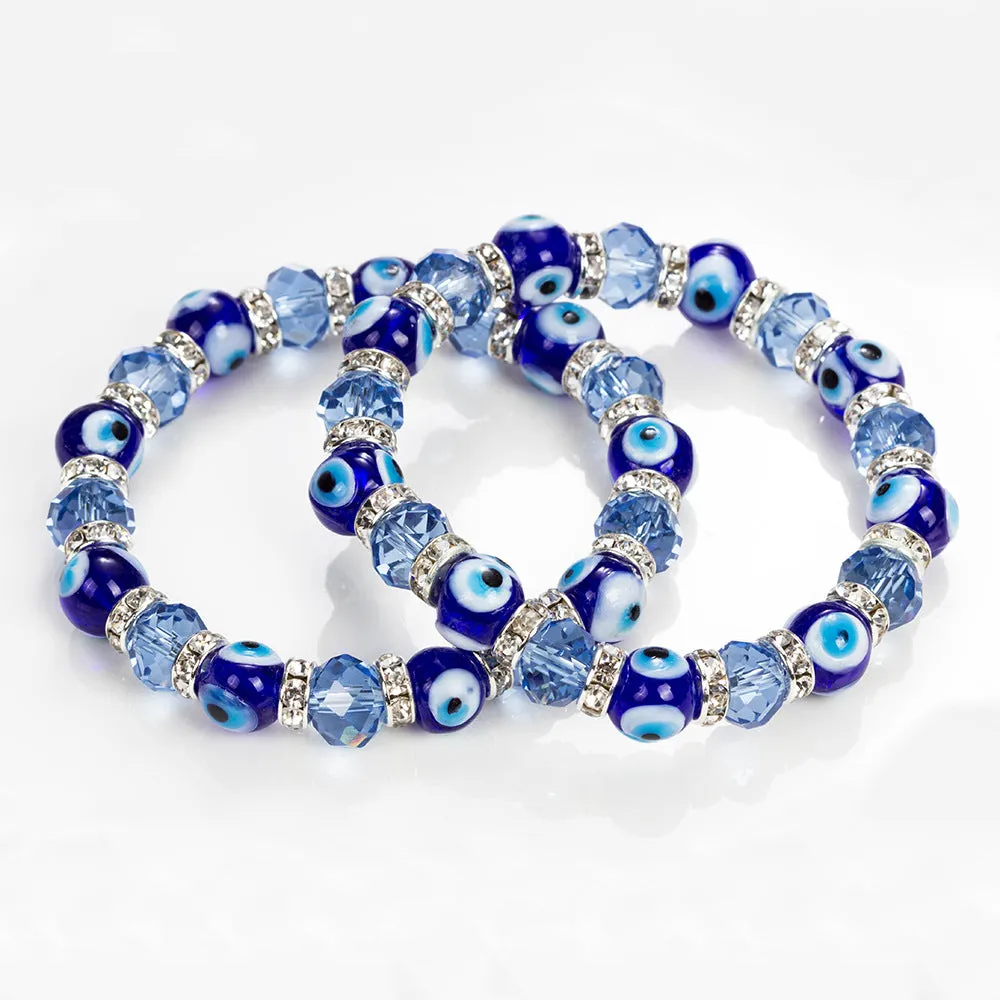 Blue Crystal Beaded Elastic Bracelet Jewelry