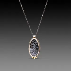 Bryozoan Fossil Necklace with Three Gold Dots