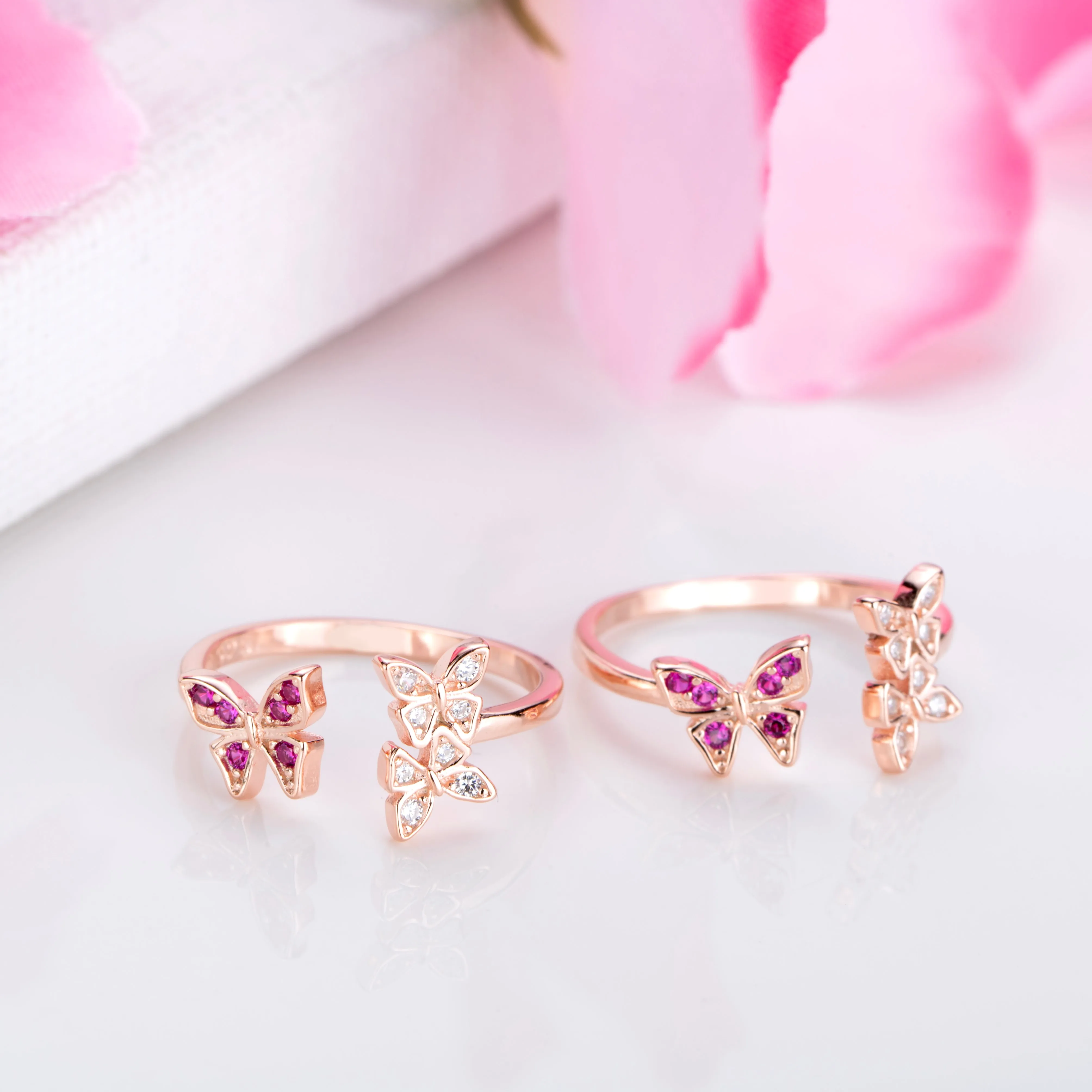 Butterfly Studded Rose Gold Plated 925 Sterling Silver Toe Ring