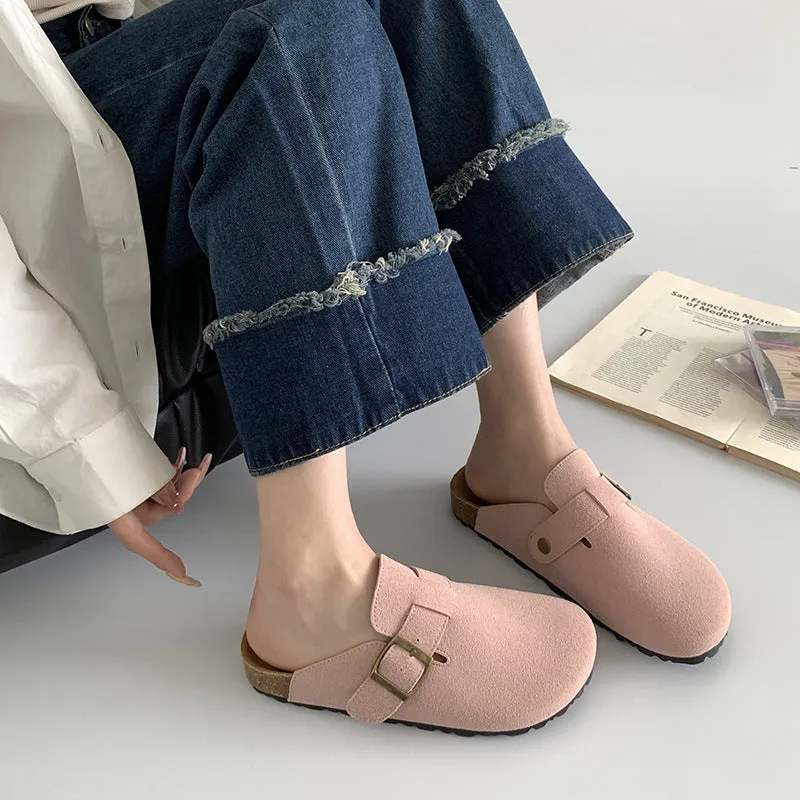 Casual All-Match Height Increasing Simple Retro Platform Birkenstock Women's  New Spring Lightweight Closed Toe Boken Slippers