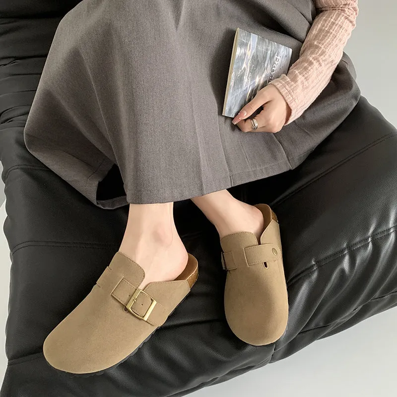 Casual All-Match Height Increasing Simple Retro Platform Birkenstock Women's  New Spring Lightweight Closed Toe Boken Slippers