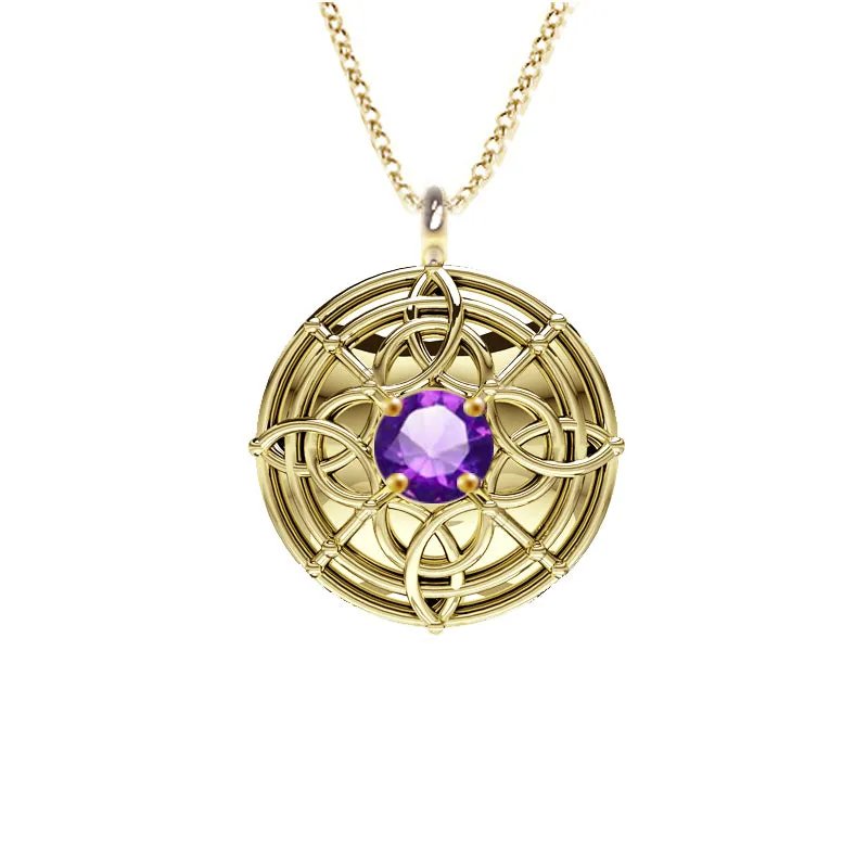 Celtic Amethyst Shield Necklace