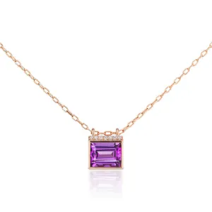 Cirque Baguette Necklace with Amethyst