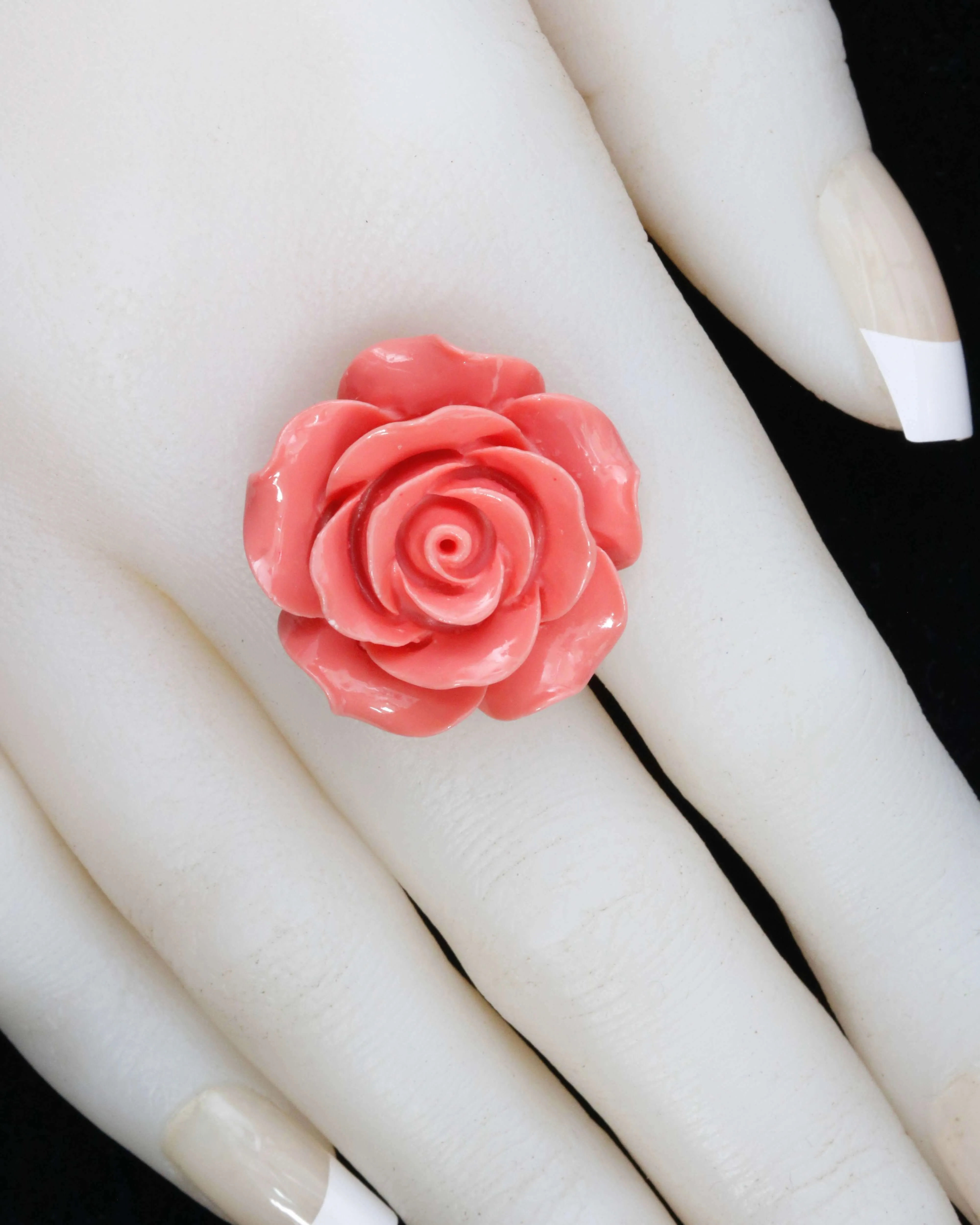 Composite Coral Flower Beads Half Drilled Pink Flower Bead Large Flower Bead Resin Coral Bead Large Rose Bead Rose DIY Jewelry 18mm SKU: 115691