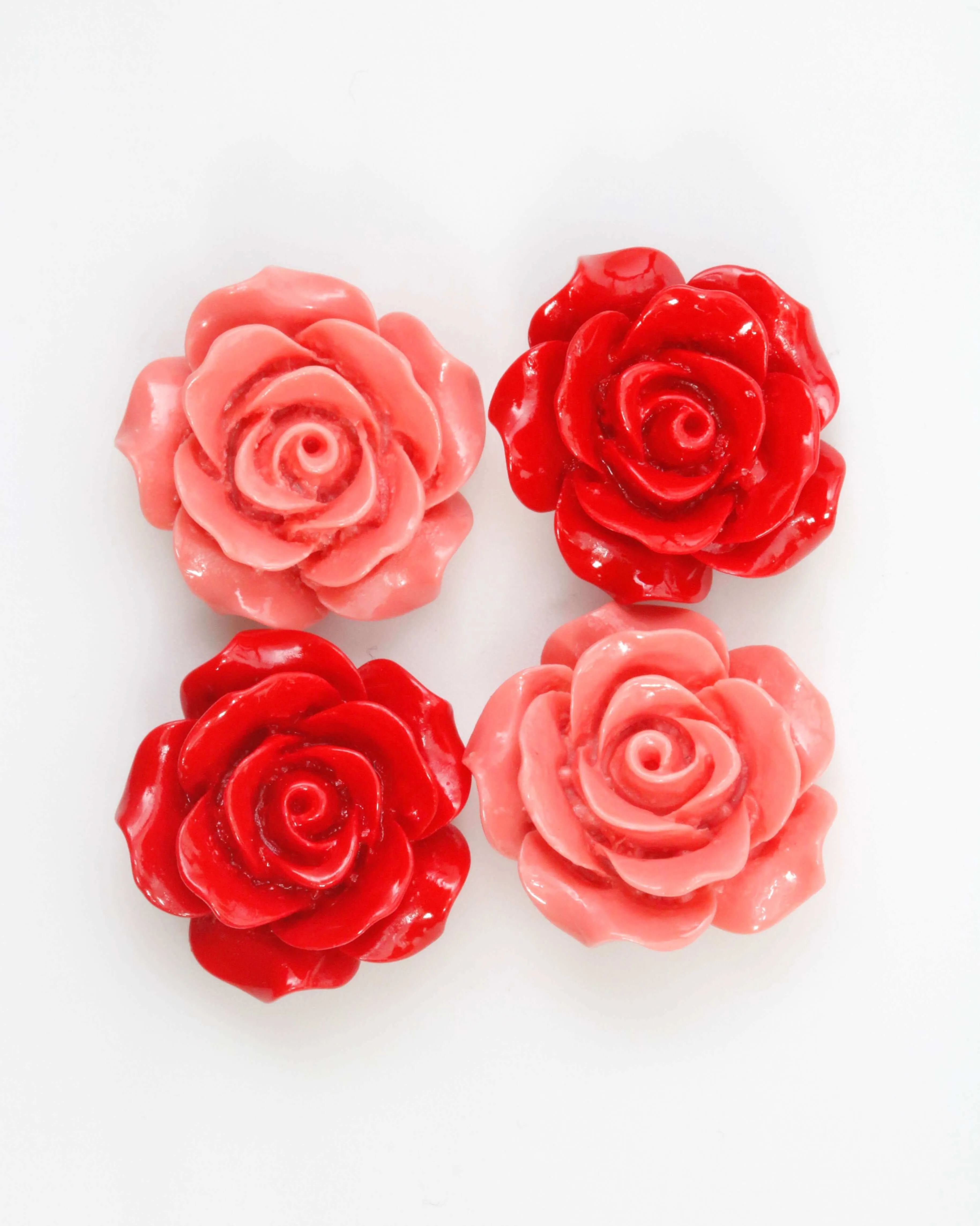 Composite Coral Flower Beads Half Drilled Pink Flower Bead Large Flower Bead Resin Coral Bead Large Rose Bead Rose DIY Jewelry 18mm SKU: 115691