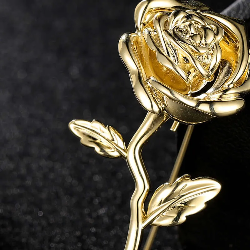 Copper Golden Blooming Rose Brooch