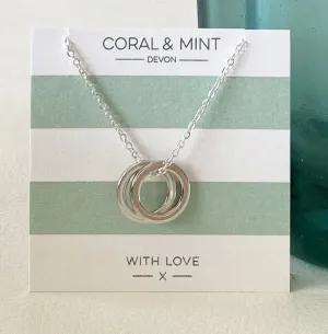 Coral And Mint Double Eternity  Necklace - White And Pink