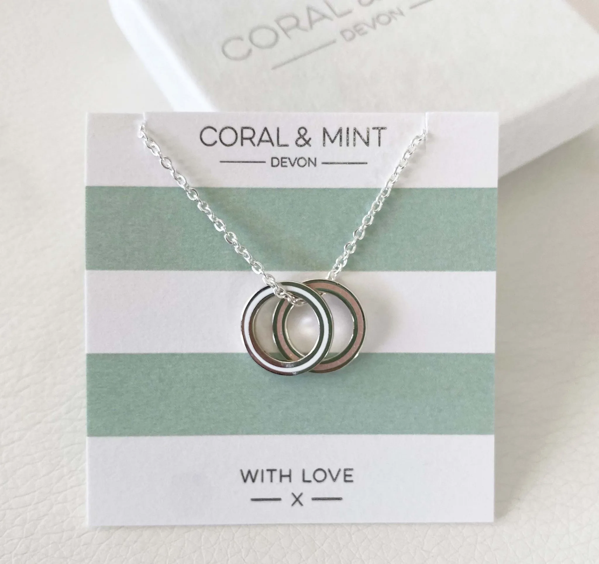 Coral And Mint Double Eternity  Necklace - White And Pink