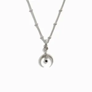 Crescent Spike Grey Moonstone Necklace