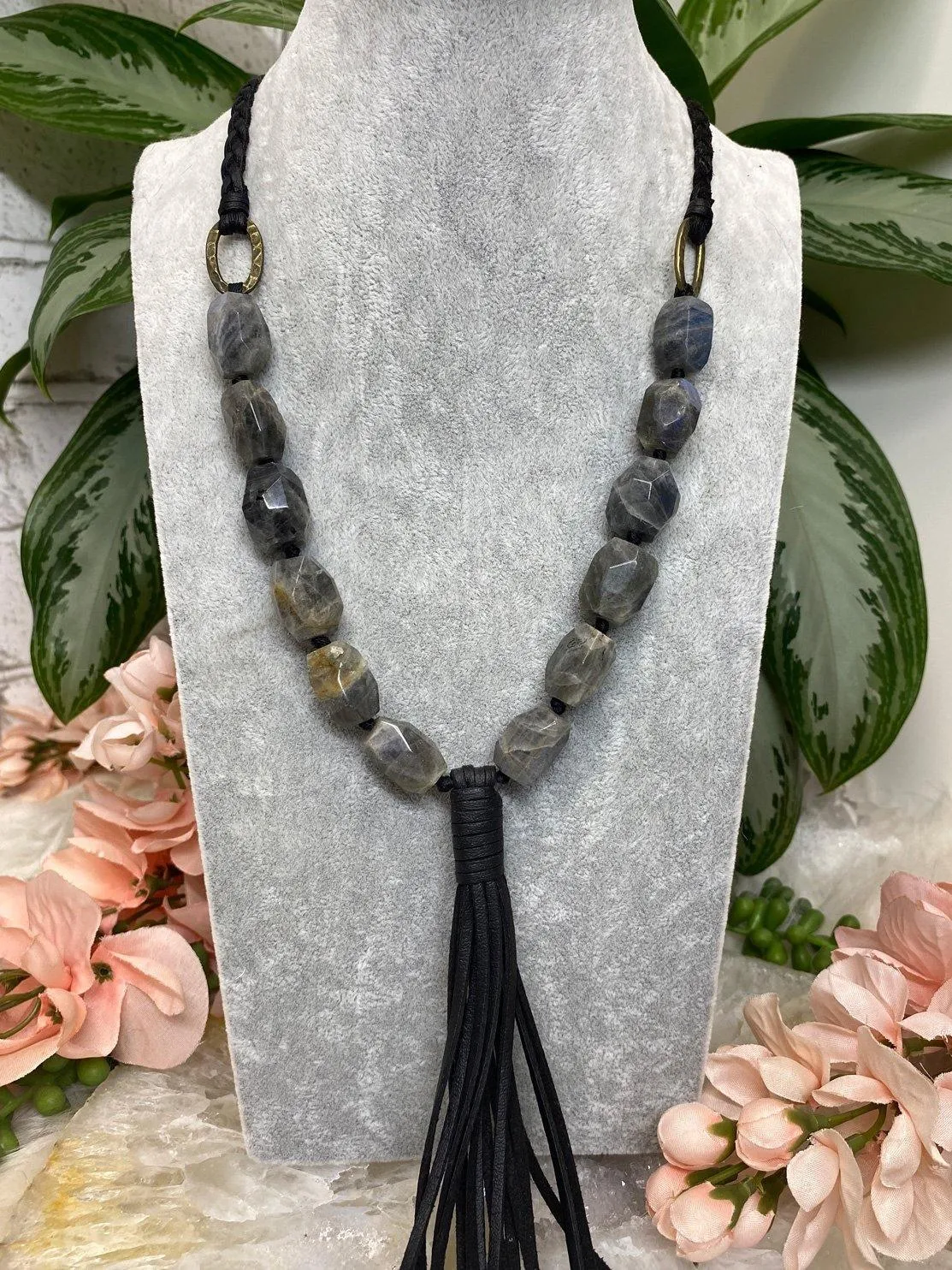 Crystal Vegan Leather Necklace