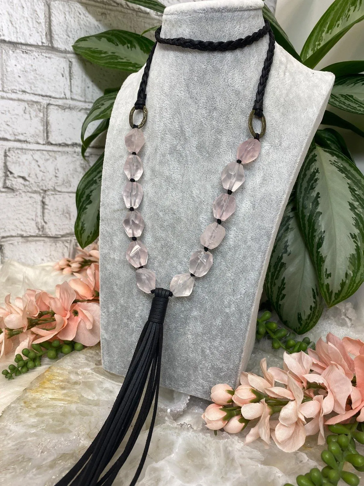 Crystal Vegan Leather Necklace