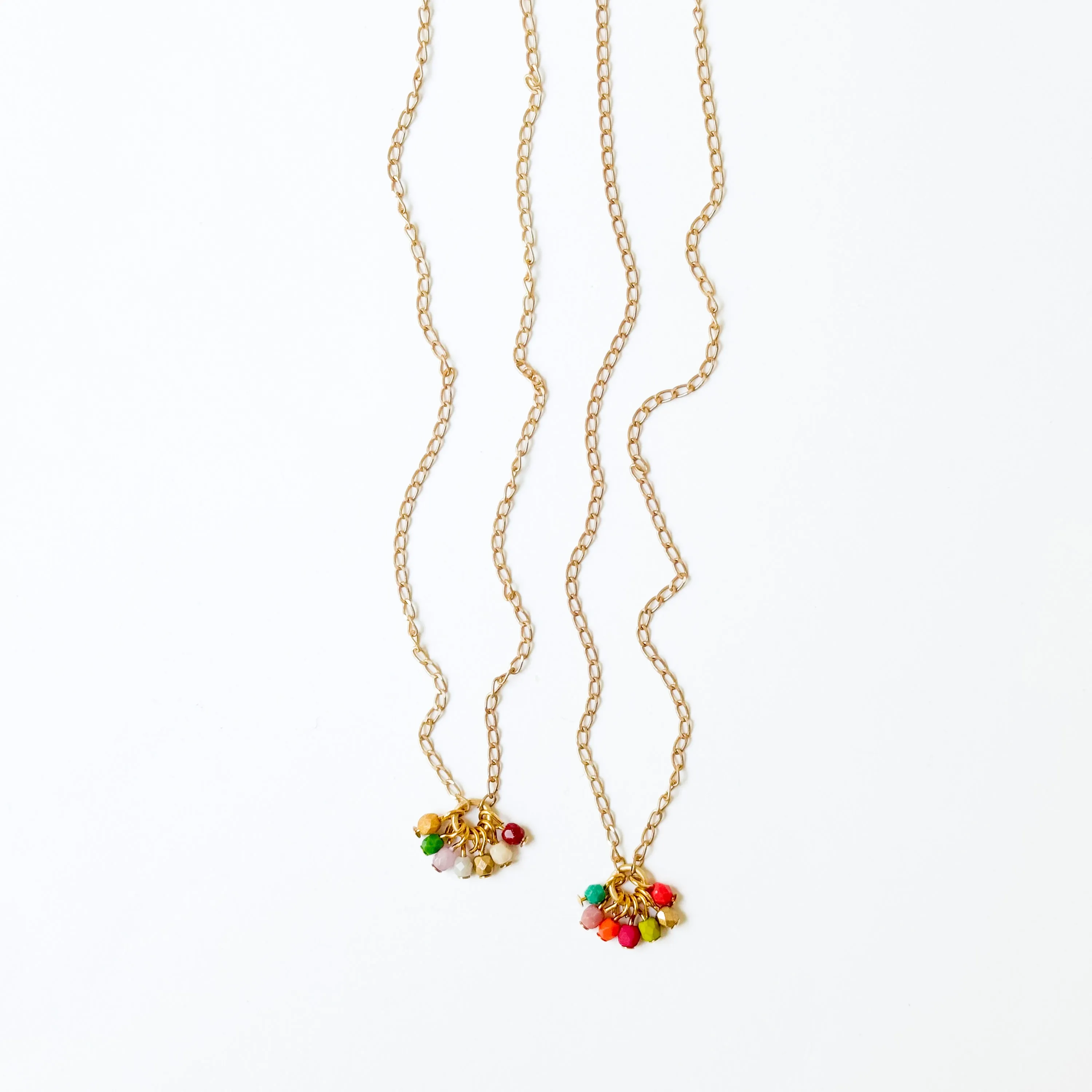 Dainty Gold Plated Necklace With Tiny Beaded Cluster Pendant