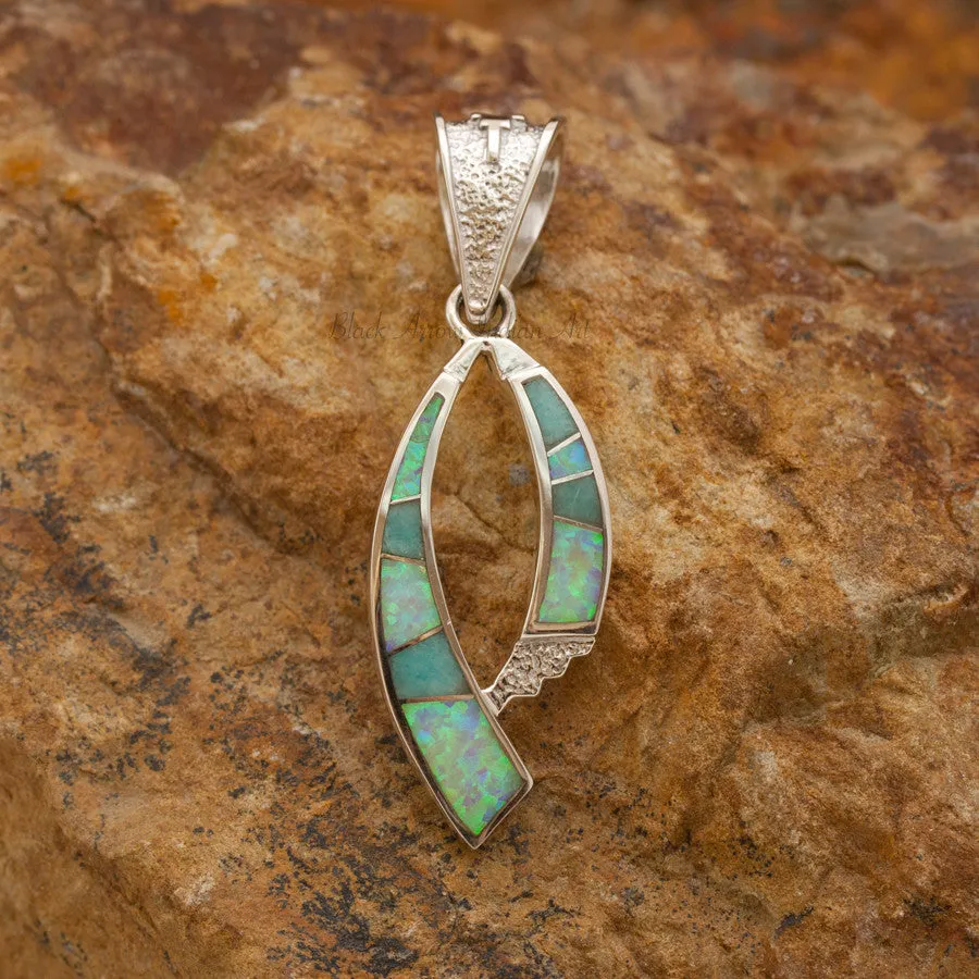 David Rosales Amazing Light Inlaid Sterling Silver Pendant