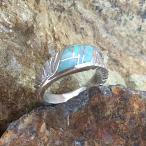 David Rosales Amazing Light Inlaid Sterling Silver Ring