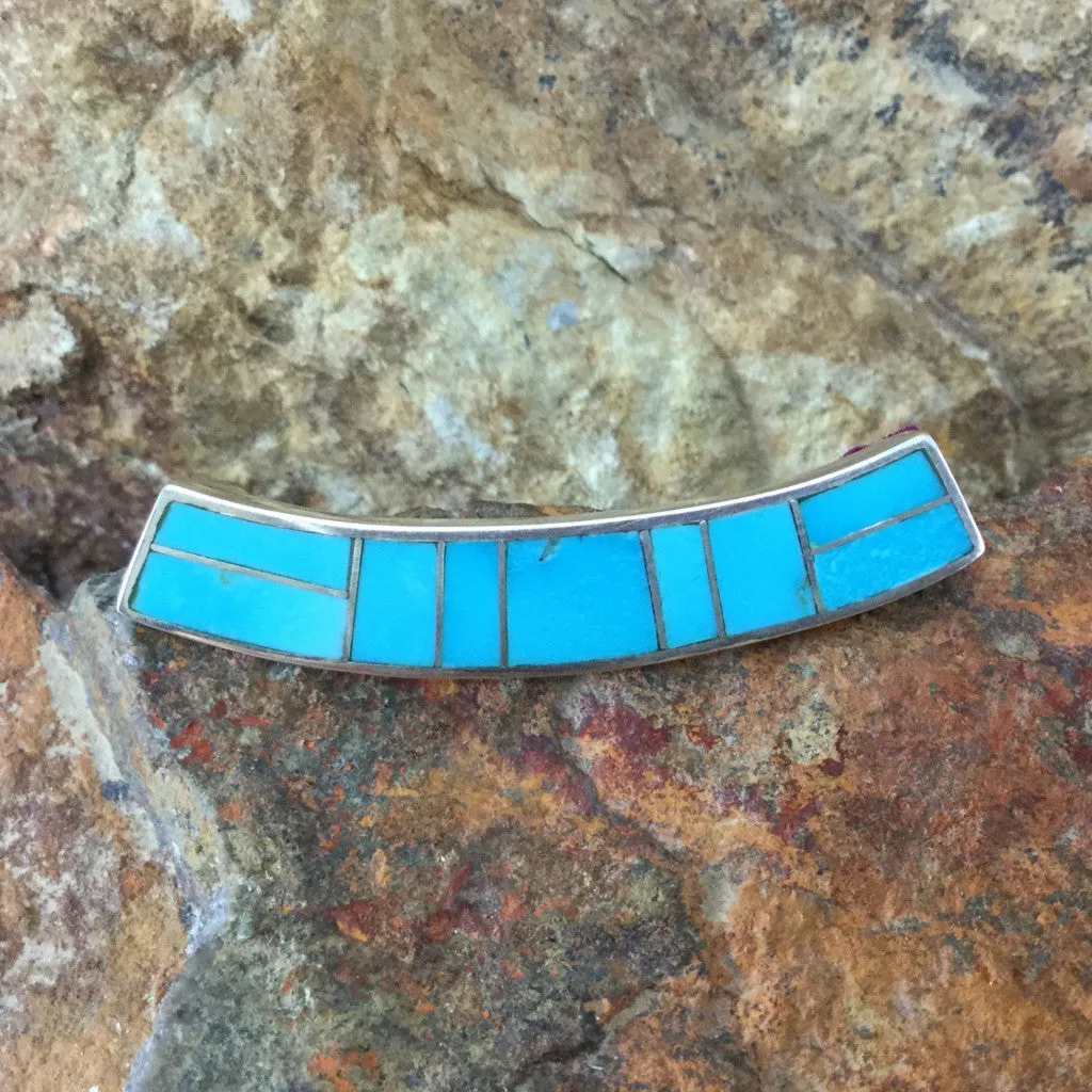 David Rosales Arizona Blue Inlaid Sterling Silver Pendant Slide