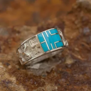 David Rosales Arizona Blue Inlaid Sterling Silver Ring