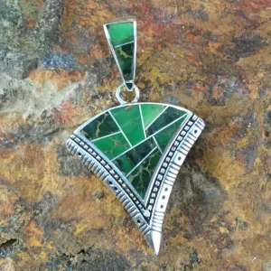 David Rosales Australian Variscite Inlaid Sterling Silver Pendant