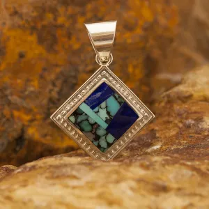 David Rosales Blue Mountain Inlaid Sterling Silver Pendant