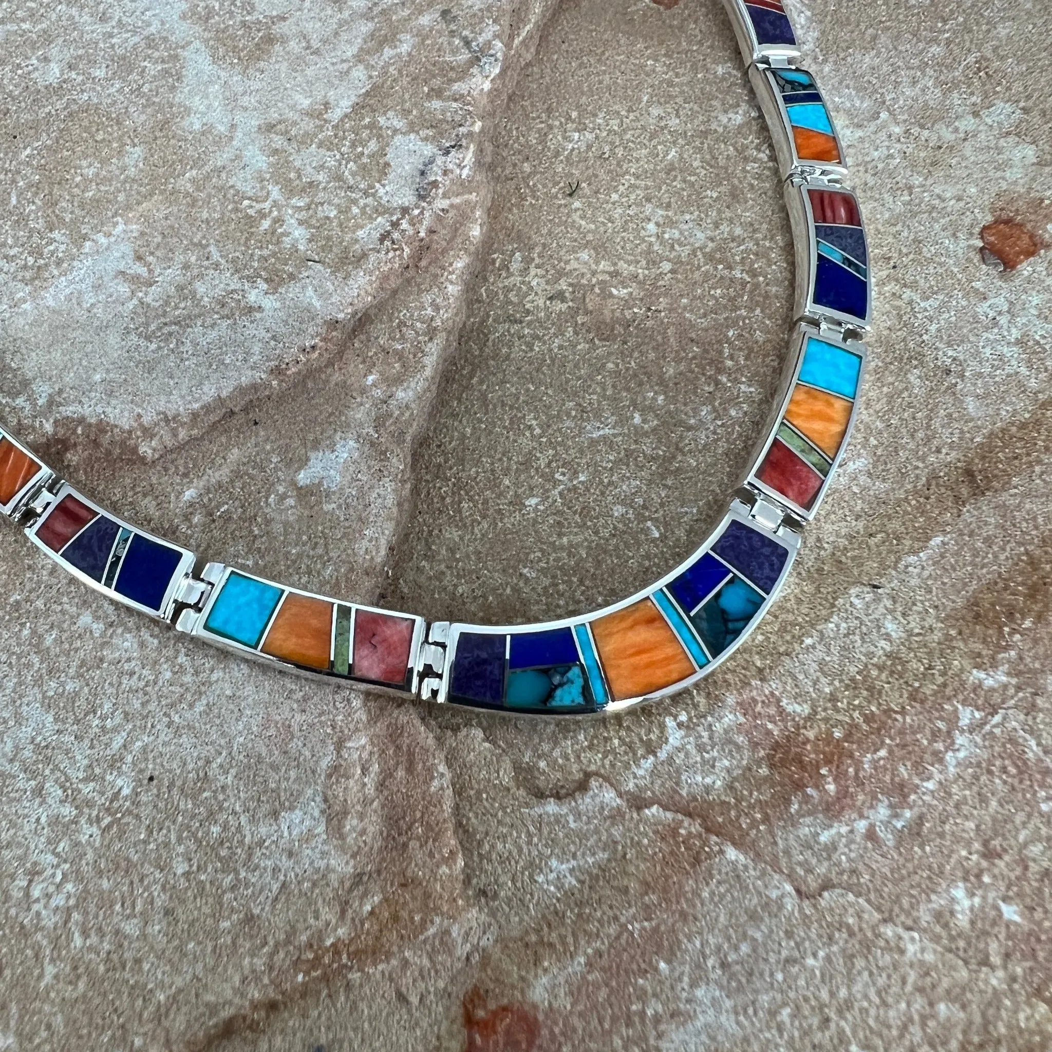 David Rosales Indian Summer Inlay Sterling Silver Necklace