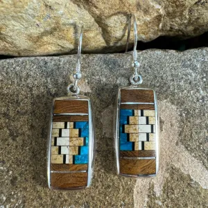 David Rosales Ironwood Inlaid Sterling Silver Earrings