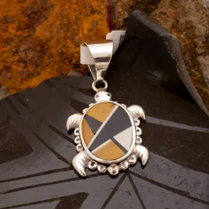 David Rosales Kayenta Inlaid Sterling Silver Pendant Turtle