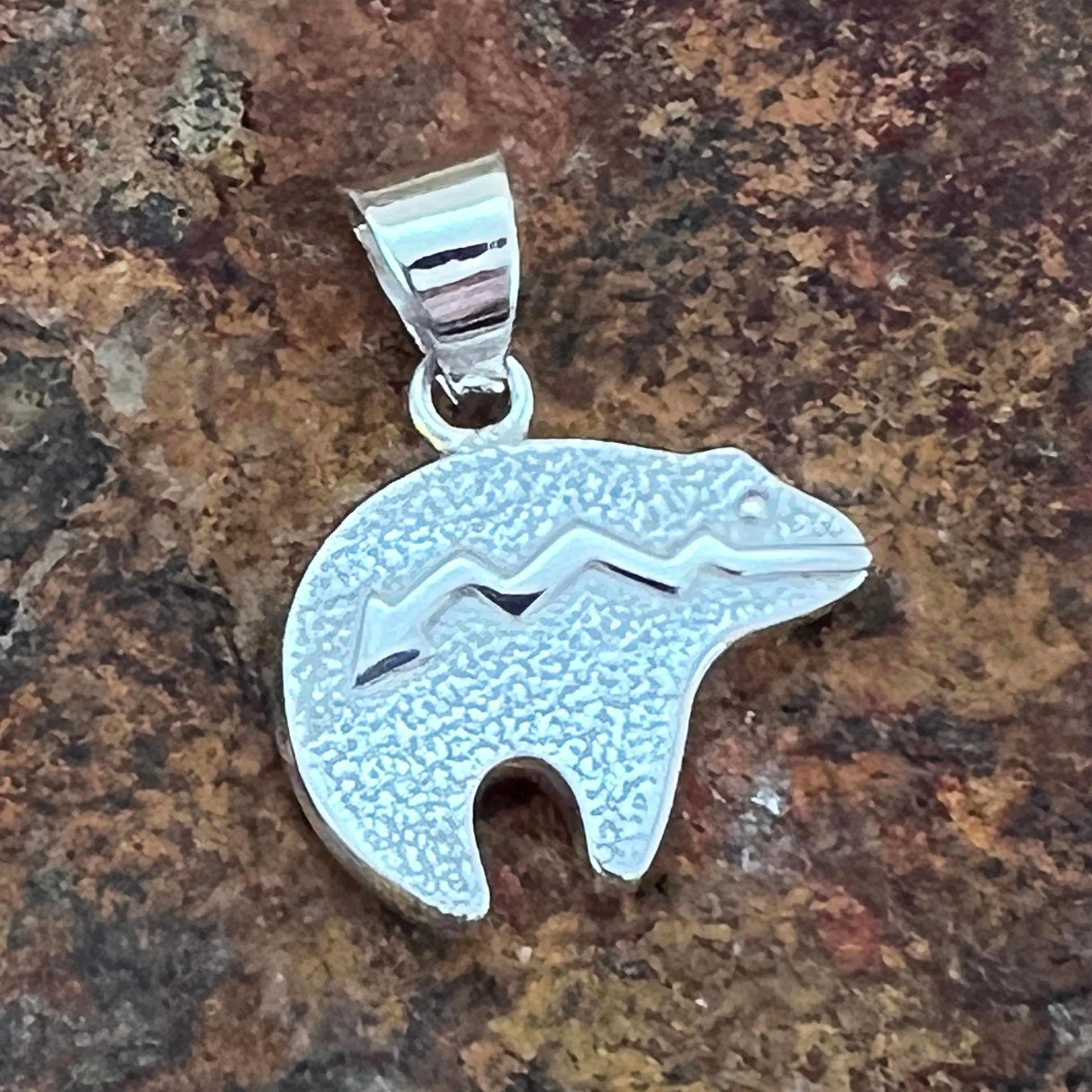 David Rosales Make Me Blush Inlaid Sterling Silver Pendant Bear