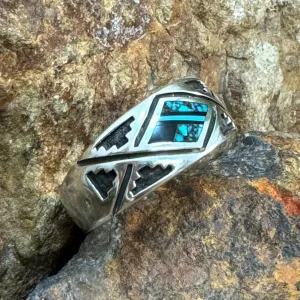 David Rosales Mountain Shadows Inlaid Sterling Silver Ring