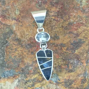 David Rosales Pietersite Inlaid Sterling Silver Pendant w/ Cubic Zirconia