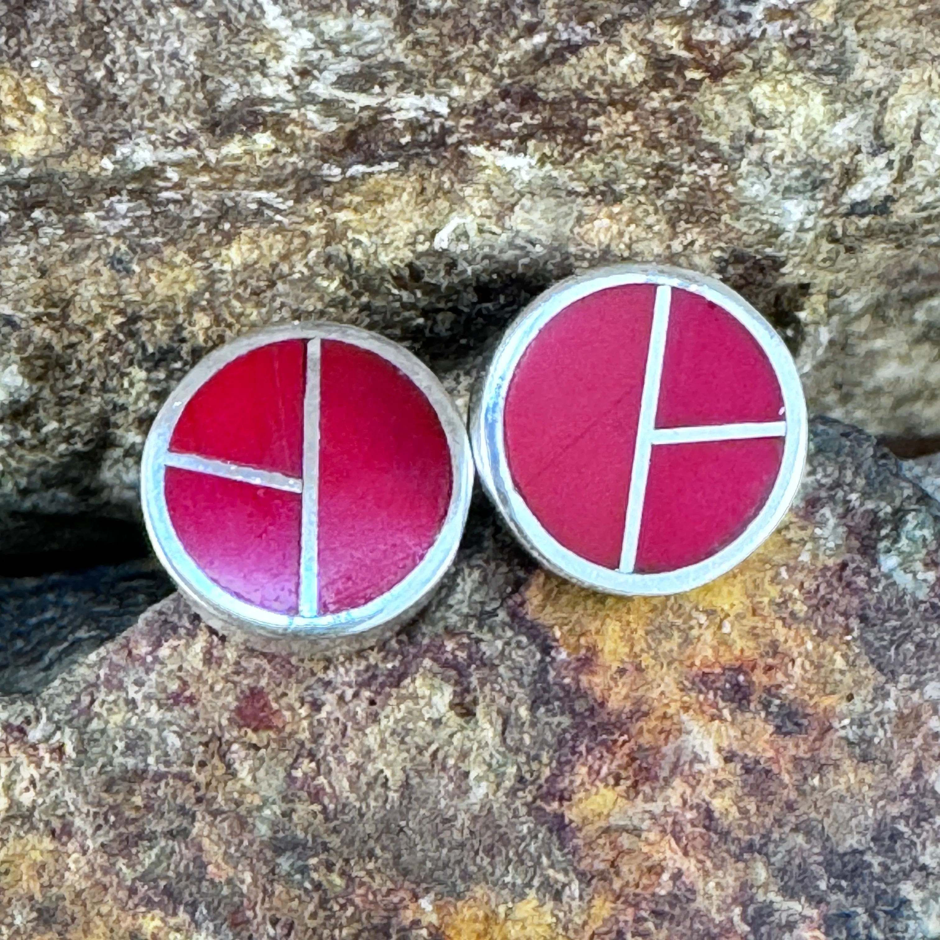 David Rosales Rosarita Inlaid Sterling Silver Earrings