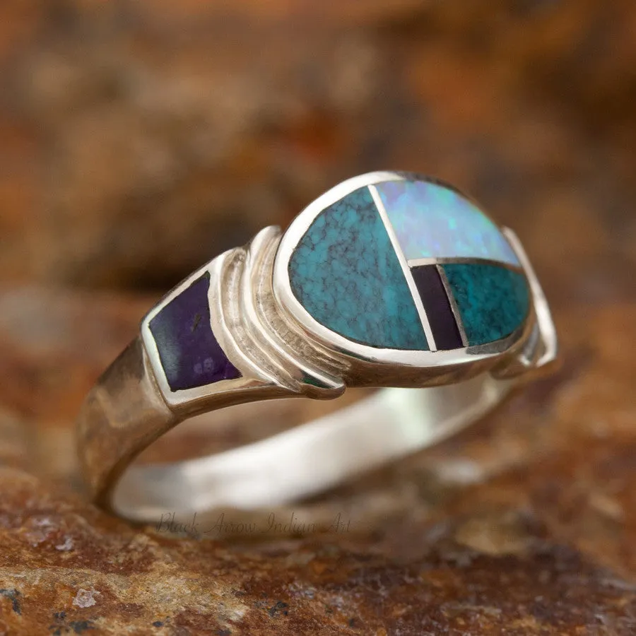 David Rosales Shalako Inlaid Sterling Silver Ring