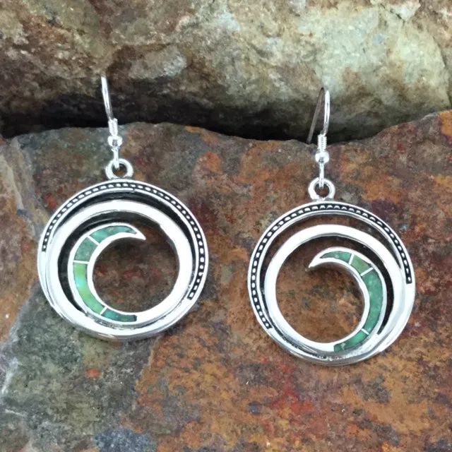 David Rosales Sonoran Gold Inlaid Sterling Silver Earrings Spiral