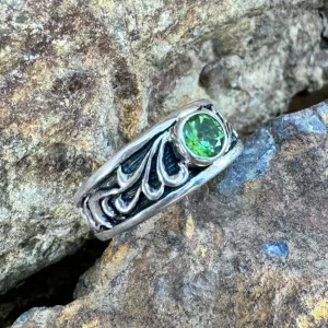 David Rosales Sterling Silver Country Scroll Ring w/ Peridot