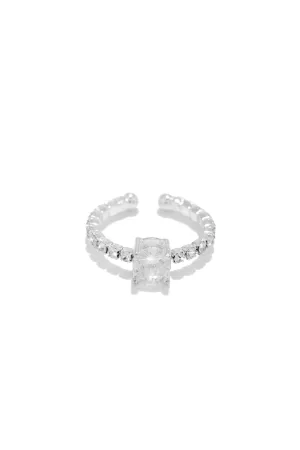 Diamonds Embellished Toe Ring - Silver