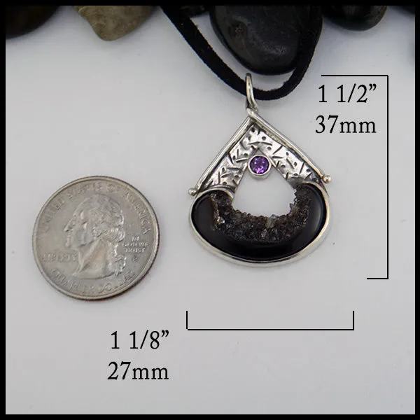 Druzy Onyx and Amethyst Pendant