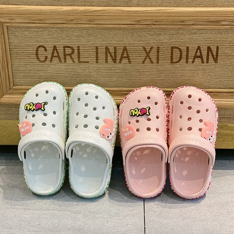 Dunnmall Hole Shoes Girls Big Head Beach Slippers Boys Non-Slip Eva Sandals Children's Sandals Closed Toe Drifting Shoes Wholesale