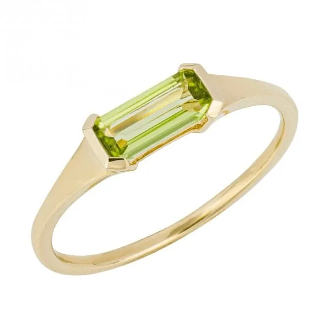 Elongated Green Peridot 9ct Yellow Gold Ring GR620G