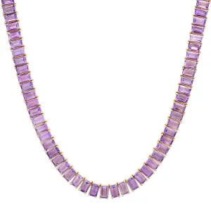 Emerald Cut Amethyst Tennis Necklace