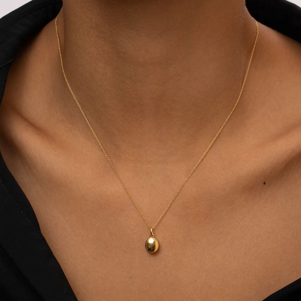 Engravable Oval Mini Locket Necklace in Gold