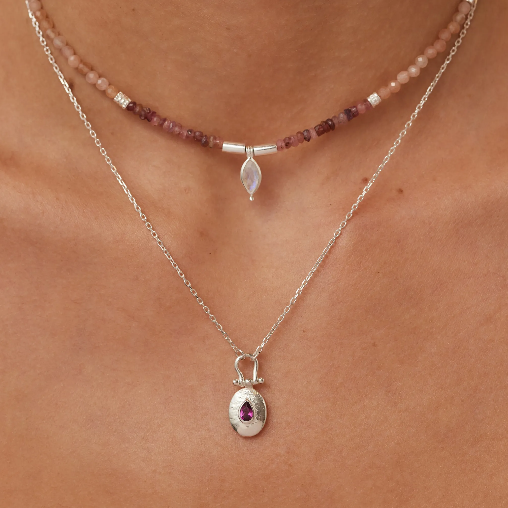 Esme Rhodolite Silver Necklace