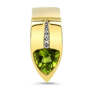 Estate 14k Yellow Gold Trillion Cut Peridot & Diamond Slide Pendant