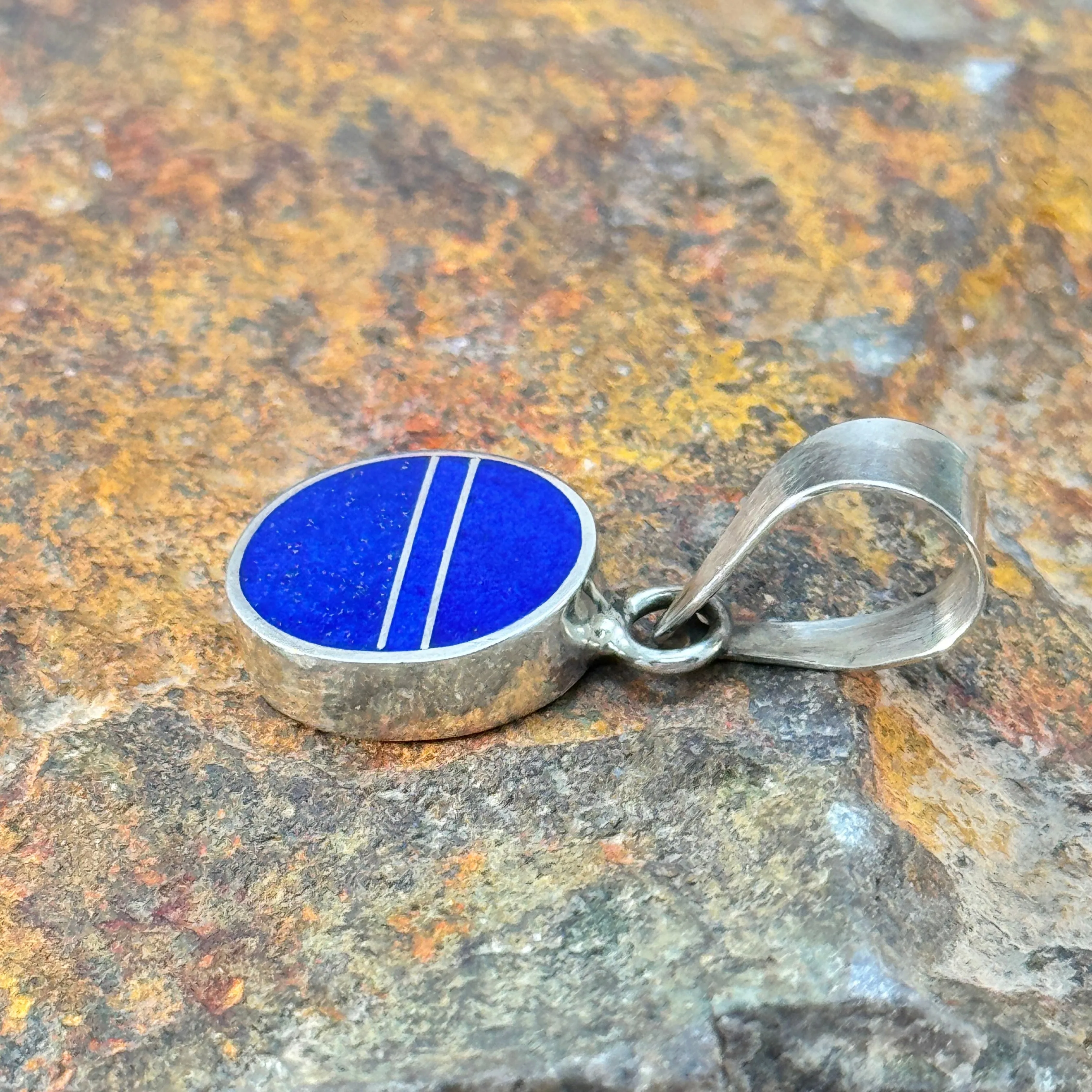 Estate Jewelry - Supersmith Lapis Inlaid Sterling Silver Pendant