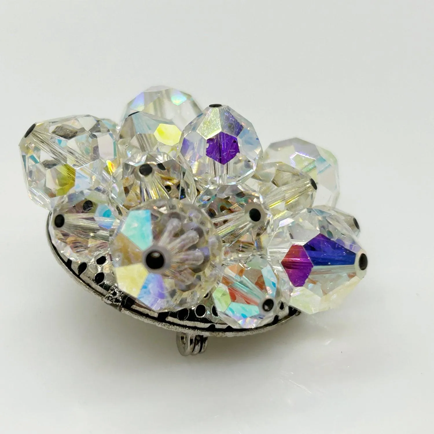 Exceptional Vintage Round Aurora Borealis Brooch