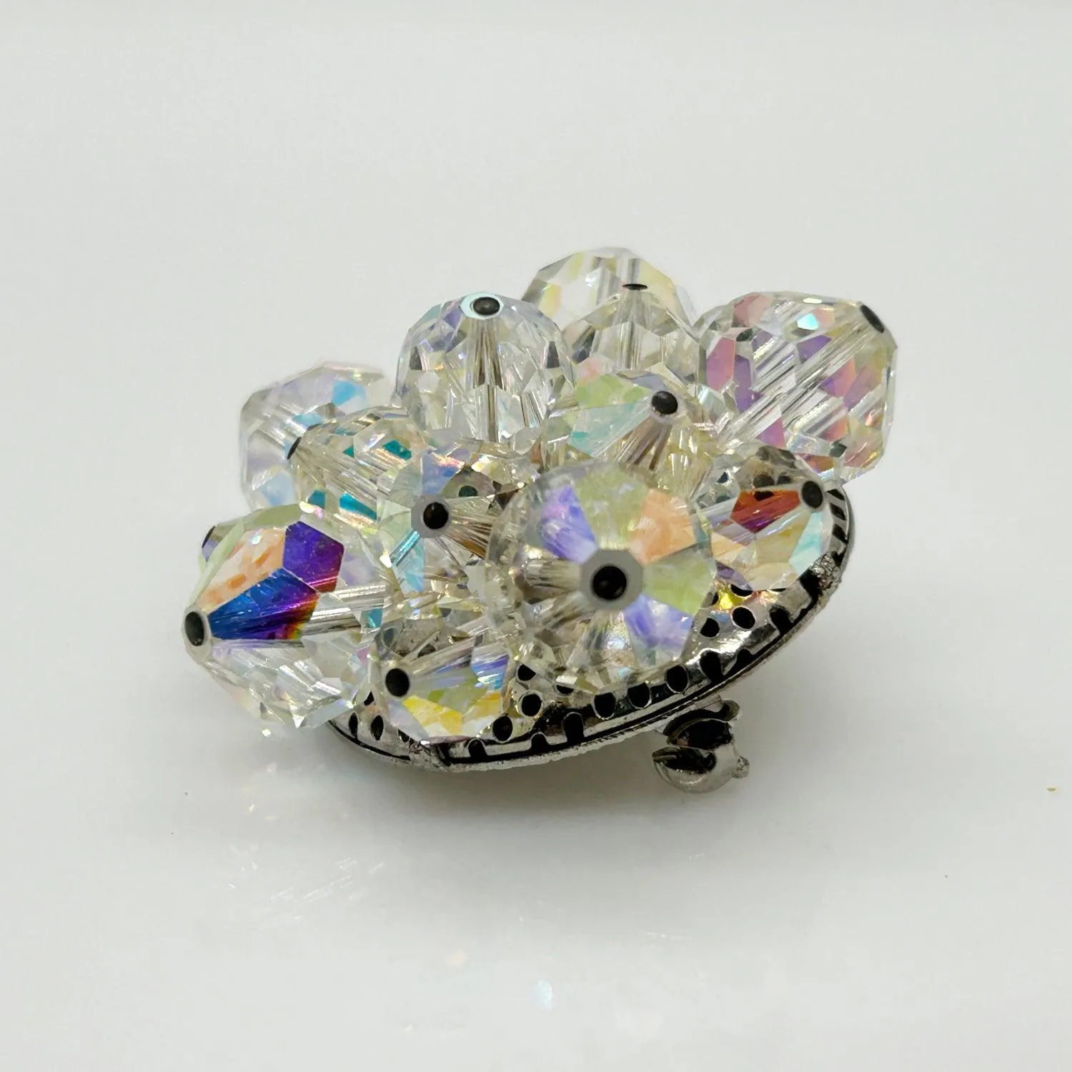 Exceptional Vintage Round Aurora Borealis Brooch