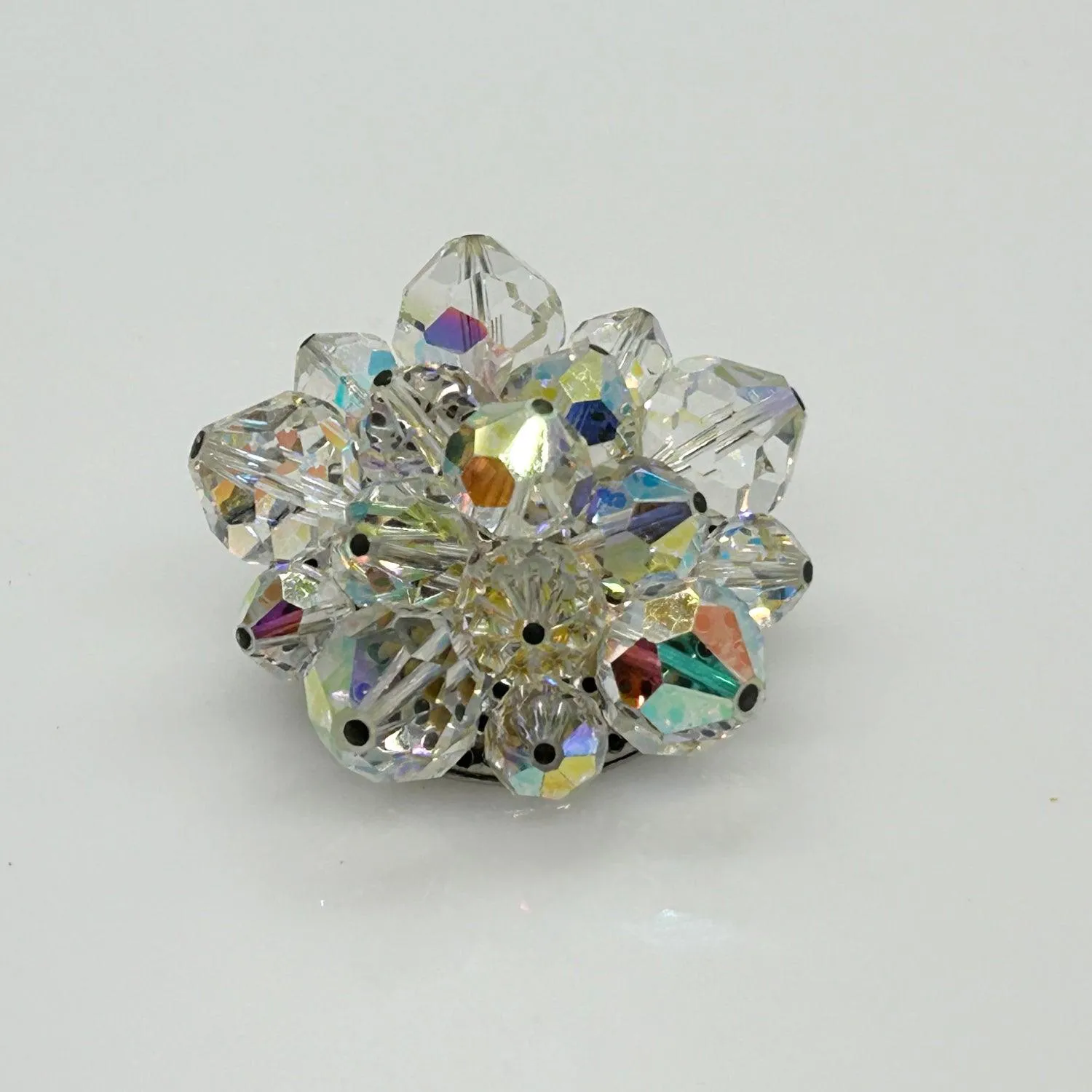 Exceptional Vintage Round Aurora Borealis Brooch