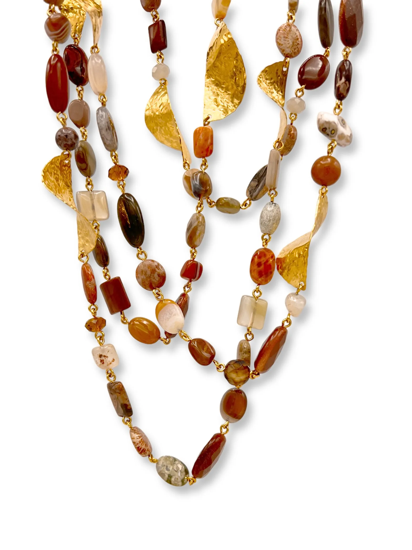 Geo Twist Gemstone Linked Necklace